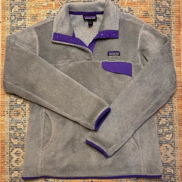 Patagonia Re-Tool Snap-T Fleece Pullover Gray Purple Medium - Picture 1 of 8